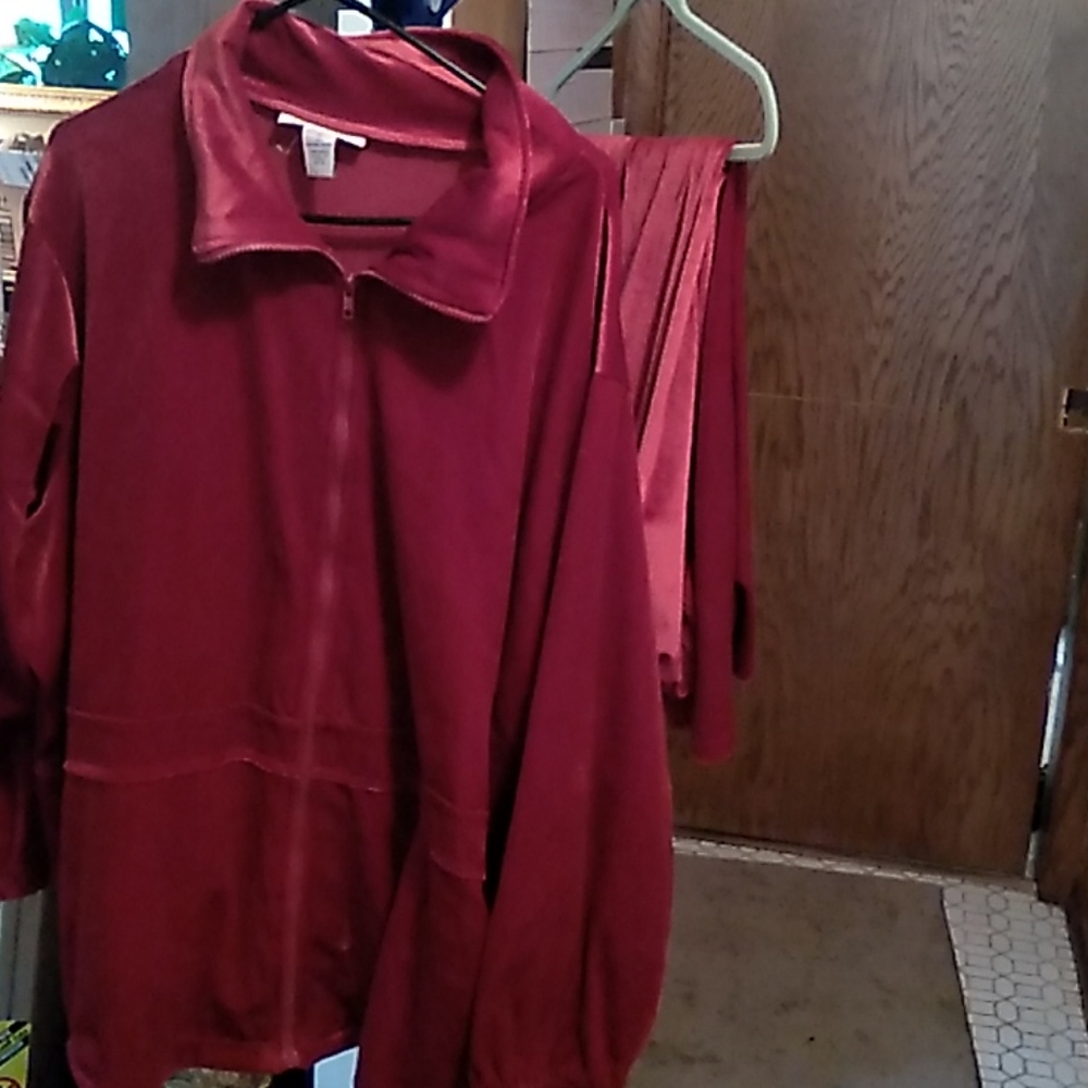 Velour burgundy jogging suit from Roaman's 3X
